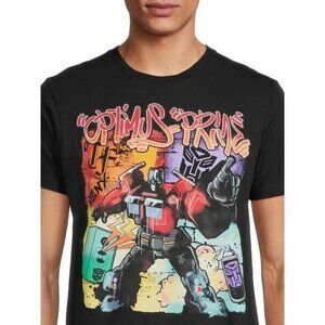 Transformers Mens Black Graphic T-Shirt Optimus Prime Graffiti Speaker Size 2XL